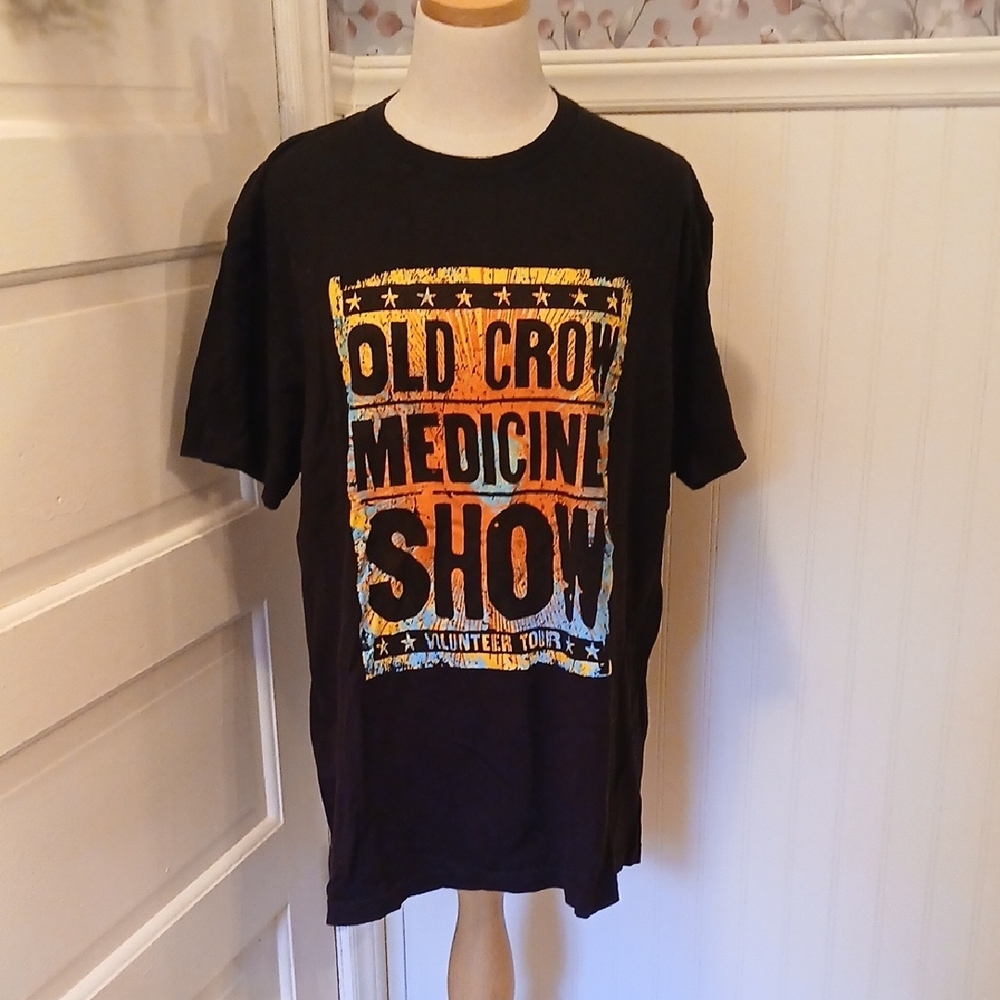 Tultex Black Graphic Tee with Orange and White Print